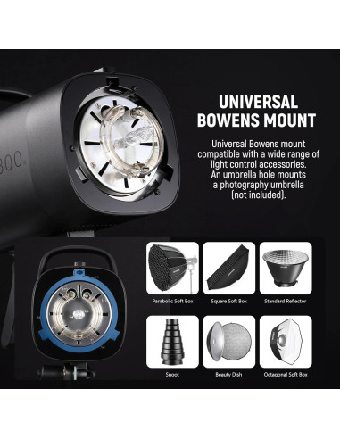 Flash Estroboscópico NEEWER S101-300W 300Ws 5600K para Estudio