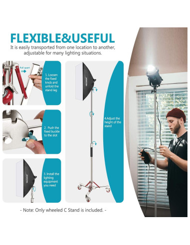 Soporte de Luz Neewer con Ruedas Ajustable 305cm 30kg