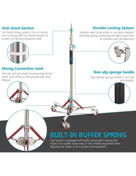 Soporte de Luz Neewer con Ruedas Ajustable 305cm 30kg