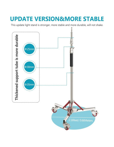 Soporte de Luz Neewer con Ruedas Ajustable 305cm 30kg