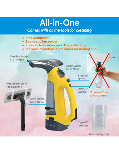 Limpiaparabrisas Eléctrico Vacto KS-5529D Inalámbrico 70ml