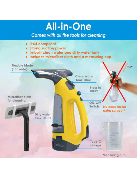 Limpiaparabrisas Eléctrico Vacto KS-5529D Inalámbrico 70ml