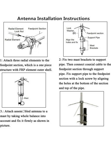 Antena Base Doble Banda VHF UHF 1.7m SIGNALPLUS 200W