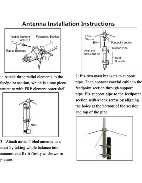 Antena Base Doble Banda VHF UHF 1.7m SIGNALPLUS 200W