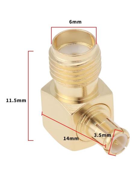 Adaptador SMA hembra a MCX macho 90 - 2 Pcs - Micro Traders