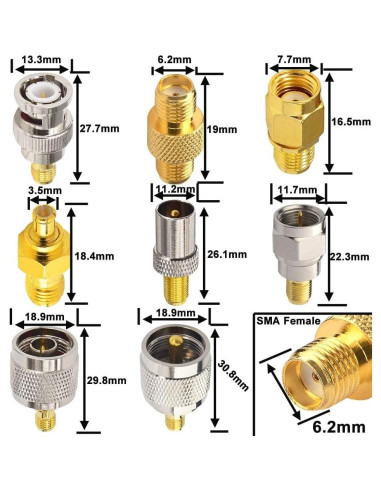 Juego de Adaptadores SMA 16PCS X~wind Conectores Coaxiales