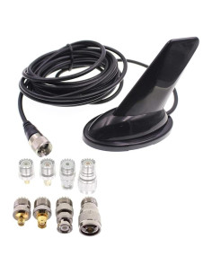 Antena Doble Banda Anysecu Estilo Aleta 136-470MHz con Adaptadores