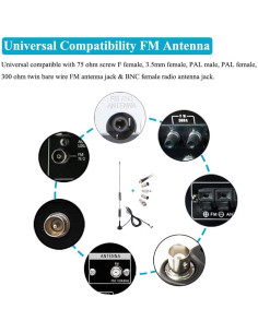 Antena FM Universal Fancasee Magnética 75 Ohm con Conectores 2