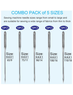 50 Agujas de Máquina de Coser AXOTEY HAX1 Universales 2