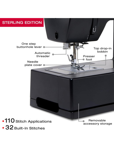 Máquina de Coser SINGER 4432 Pesada con 110 Puntadas y Accesorios