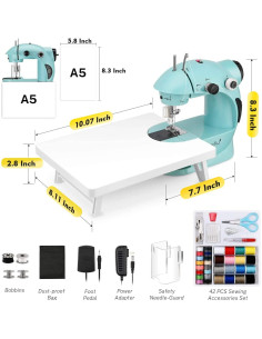 Máquina de Coser Portátil Magicfly Mini Doble Velocidad Azul 2