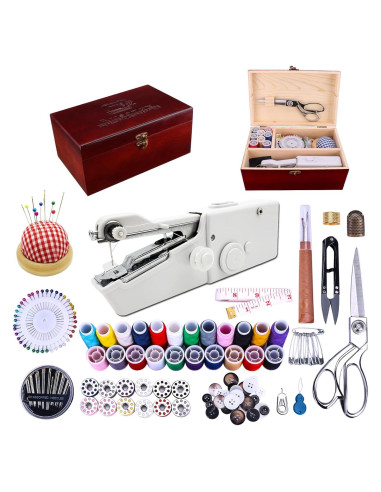 Máquina de Coser Portátil Ausarox Blanca con 153 Piezas