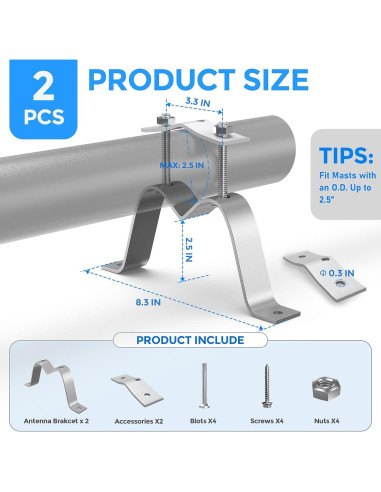 Soporte de Pared para Antena de TV Levendor - 2 Piezas Ajustable