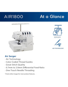 Overlock Brother AIR1800 con Hilo de Aire y LED 2/3/4 Hilos 2