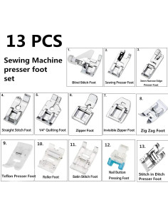 Juego de 13 Prensatelas para Máquina de Coser Brother Singer 2