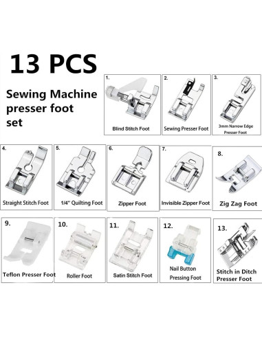 Juego de 13 Prensatelas para Máquina de Coser Brother Singer