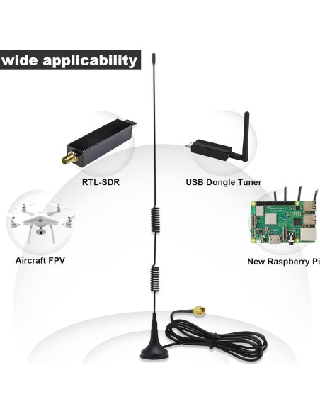 Antena 6dBi Kaunosta 1090MHz SMA Macho 1.5M Base Magnética