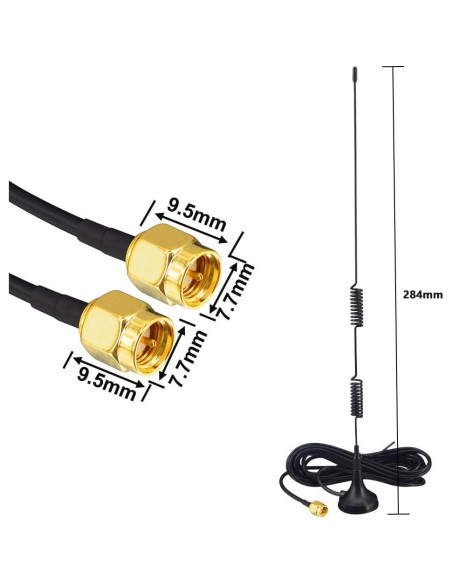 Antena 6dBi Kaunosta 1090MHz SMA Macho 1.5M Base Magnética