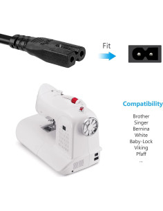 Cable de Alimentación 3.05m Olort Compatible con Singer, Brother, Pfaff 2