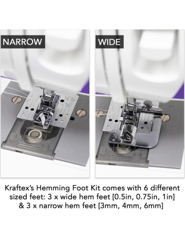 Juego de Prensatelas de Dobladillo Enrollado Kraftex - 6 Tamaños