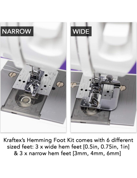 Juego de Prensatelas de Dobladillo Enrollado Kraftex - 6 Tamaños