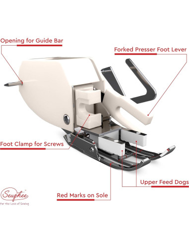 Pie de Cama Abierto Sewphee + Pie de Acolchado 6 mm - Compatible con Máquinas de Coser