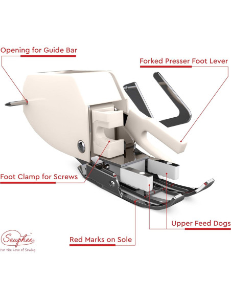 Pie de Cama Abierto Sewphee + Pie de Acolchado 6 mm - Compatible con Máquinas de Coser