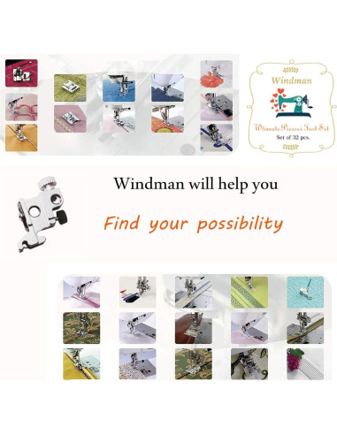 Conjunto de 32 Piezas de Patas de Prensatelas Windman