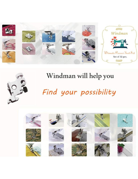 Conjunto de 32 Piezas de Patas de Prensatelas Windman
