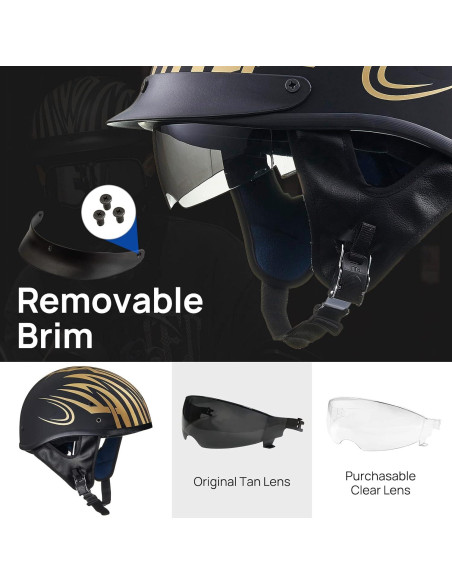 Casco Abierto ILM 210V Dorado Mediano para Motocicleta