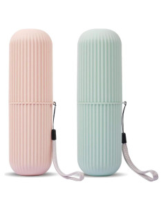 Estuche de Cepillo de Dientes de Viaje UCEC - Paquete de 2 Verde y Rosa