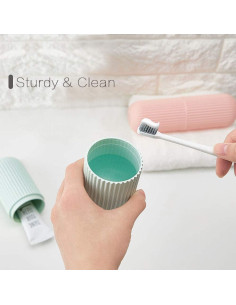 Estuche de Cepillo de Dientes de Viaje UCEC - Paquete de 2 Verde y Rosa 2