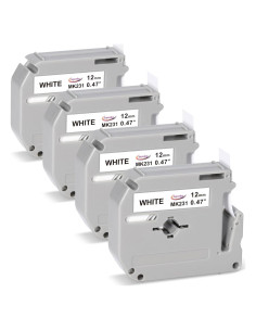 Cinta de Etiqueta Anycolor M-K231 12mm Blanca Paquete de 4