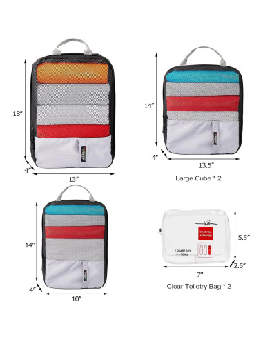 Cubos de Compresión Edraco 6 Pzs Nylon Organizador de Viaje