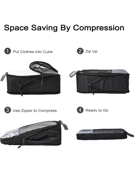 Cubos de Compresión Edraco 6 Pzs Nylon Organizador de Viaje