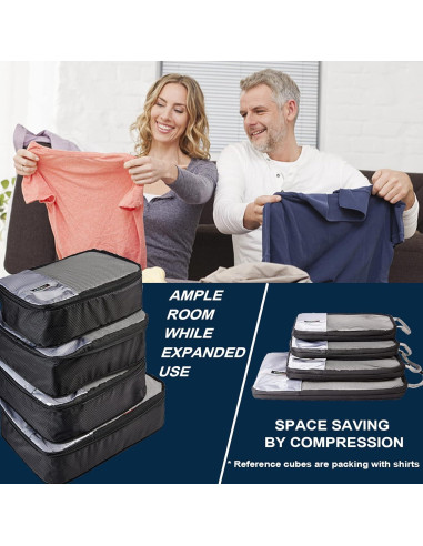 Cubos de Compresión Edraco 6 Pzs Nylon Organizador de Viaje