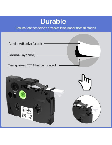 Cinta de Etiqueta Laminada Greencycle 6 Pack 12mm Multi-Color