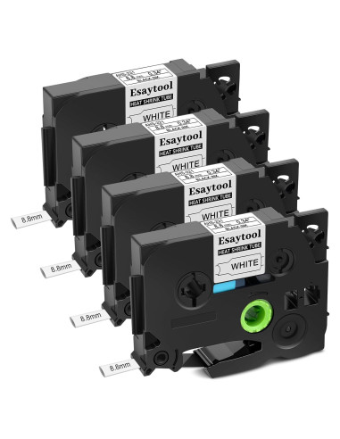 4 Etiquetas Termocontraíbles Esaytool HSe-221 8.8mm Negro/Blanco