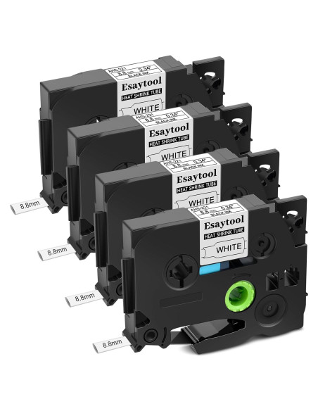 4 Etiquetas Termocontraíbles Esaytool HSe-221 8.8mm Negro/Blanco