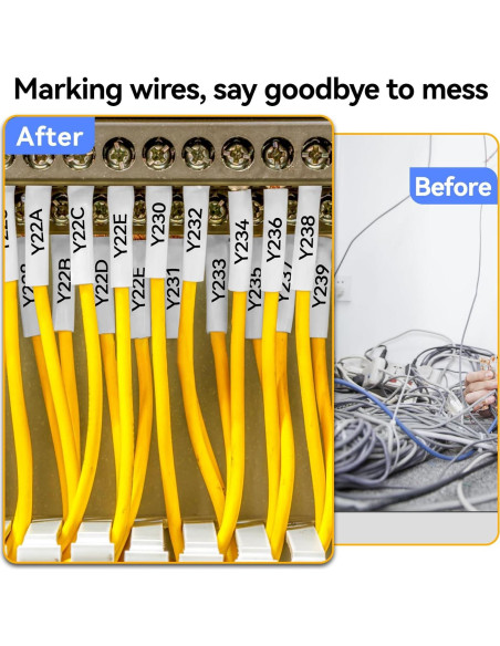 4 Etiquetas Termocontraíbles Esaytool HSe-221 8.8mm Negro/Blanco