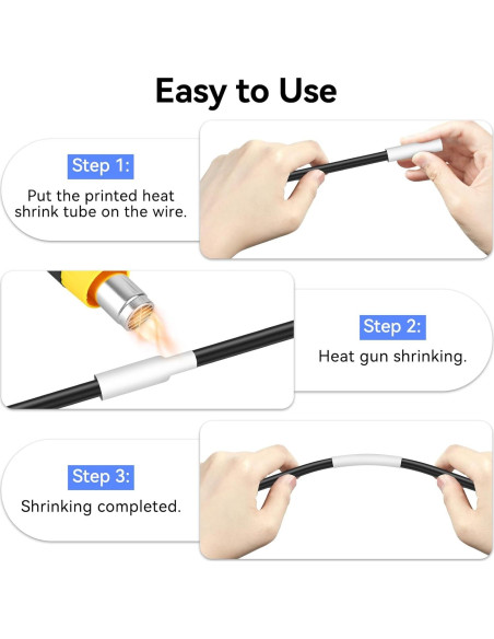 4 Etiquetas Termocontraíbles Esaytool HSe-221 8.8mm Negro/Blanco