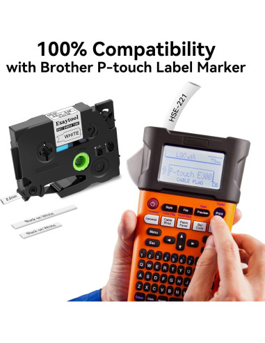 4 Etiquetas Termocontraíbles Esaytool HSe-221 8.8mm Negro/Blanco