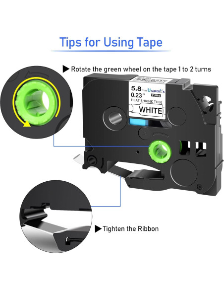 3PK Cinta de Etiquetadora Termocontraíble USUPERINK HSe-211 5.8mm