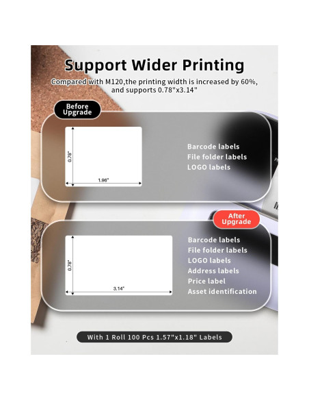 Impresora de Etiquetas Phomemo M220 Inalámbrica Bluetooth 203DPI Impresora de Etiquetas Phomemo M220 Inalámbrica Bluetooth 203DPI