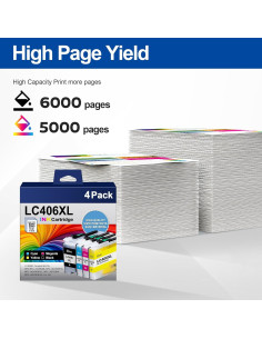 Cartucho de Tinta LC406XL Linkmay para Impresora Brother - Paquete de 4 2