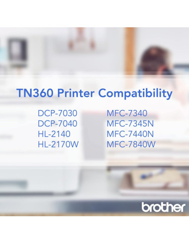 Cartucho de Tóner Brother TN-360 Negro Alta Capacidad 2600 Páginas