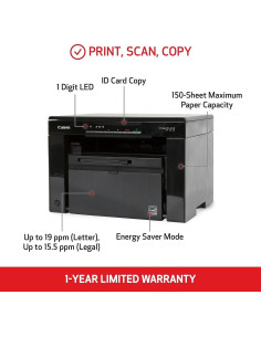 Impresora láser multifuncional Canon MF3010 VP - Escáner, Copiadora, 19 PPM 2