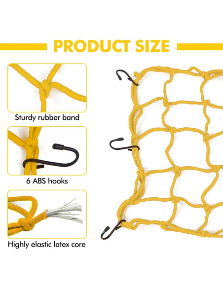 Red de Carga Elástica Wogomz 15x15 cm Amarillo 6 Ganchos