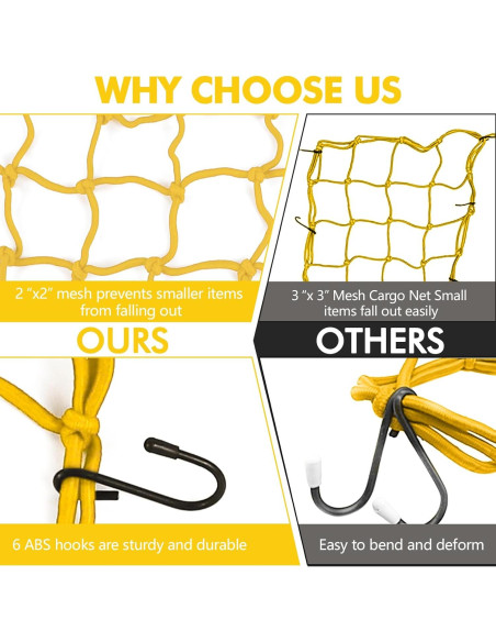 Red de Carga Elástica Wogomz 15x15 cm Amarillo 6 Ganchos