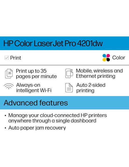 Impresora láser color HP Color LaserJet Pro 4201dw 16.33 kg